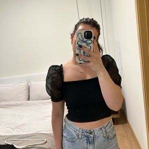 aritzia wilfred sheer sleeve top